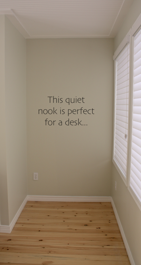 quiet nook will become a private desk area...