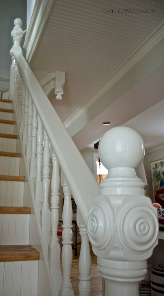 Stair detail in cottage reno project CynthiaWeber.com