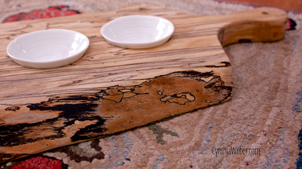 Detail of Spalted Maple Serving Board for Flavoured Oils or Tapenade… CynthiaWeber.com