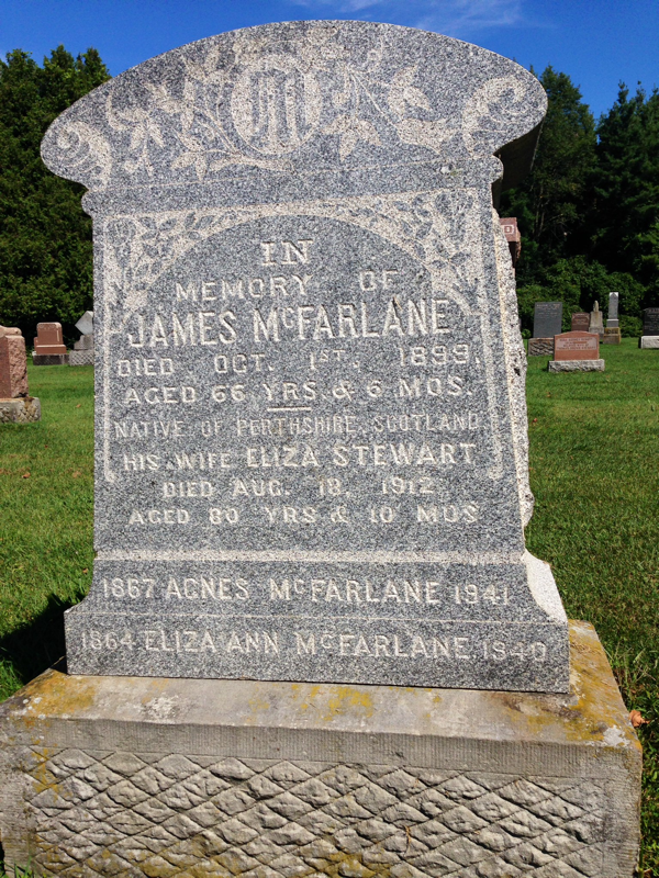 The Grave Stone of James McFarlane the origional owner of our home BannockBurn in 1878… CynthiaWeber.com