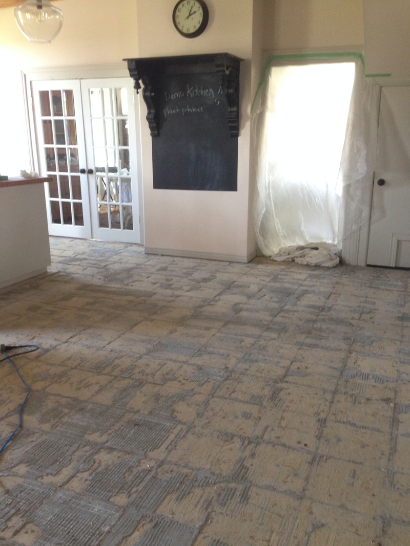 Old tile is out!! Kitchen reno at Bannockburn 1878… cynthiaweber.com