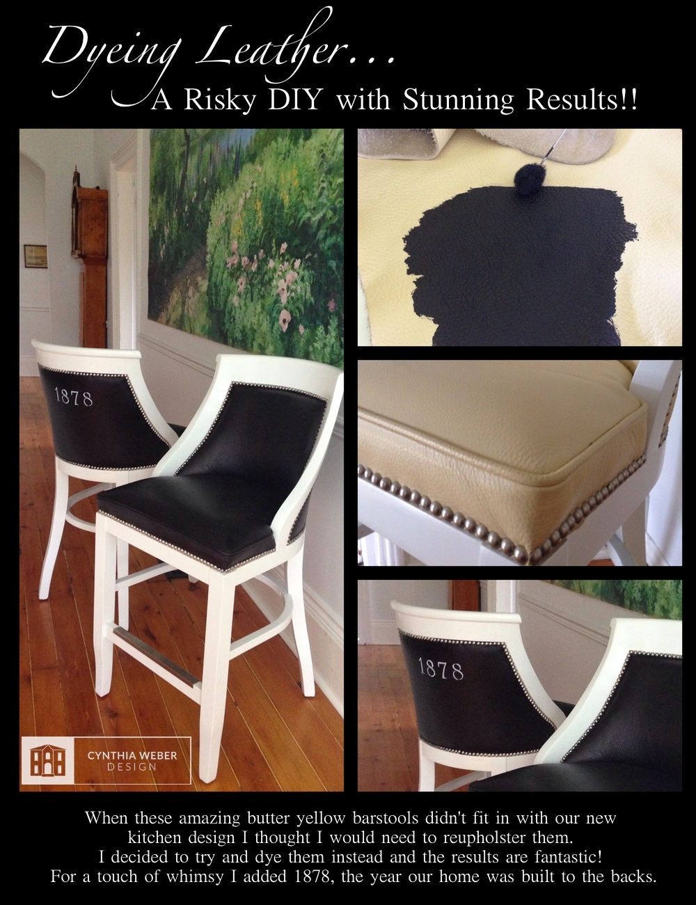 Barstool makeover… Dyeing Leather CynthiaWeber.com