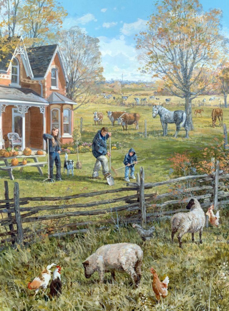 Young Farm Family by Canadian Artist Peter Etril Snyder